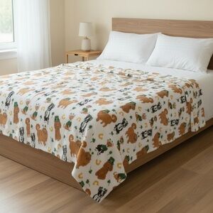 Isaac Mizrahi Playful Animal Print Throw - St. Paddy’s Day, White, Brown, Black